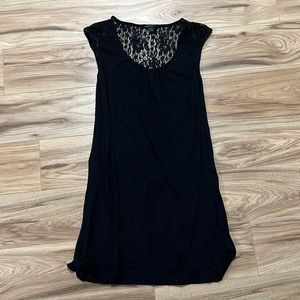 Baby Doll Style Short Dress Long Shirt w lace back around neck banana republic